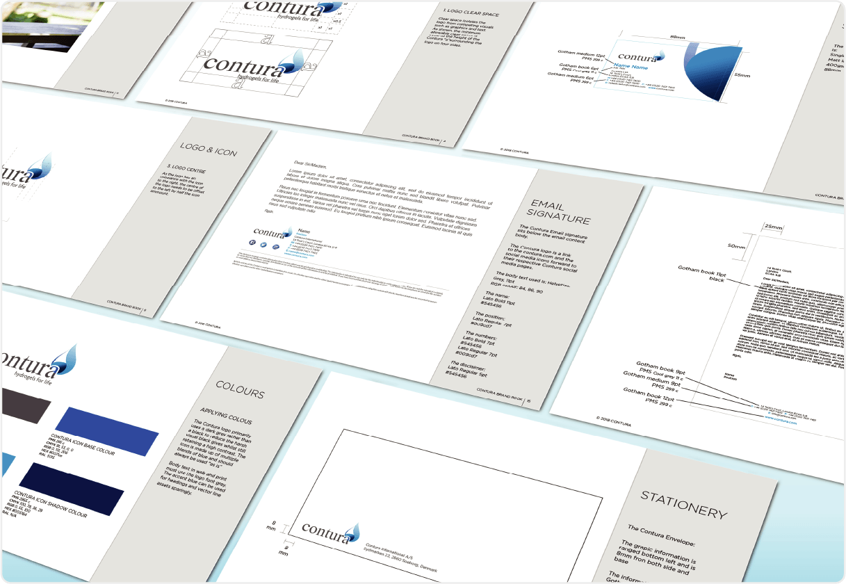 Contura stationery and brand assets